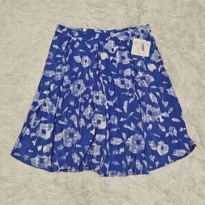 New LuLaRoe Madison blue abstract print knee-length skirt with pockets XL